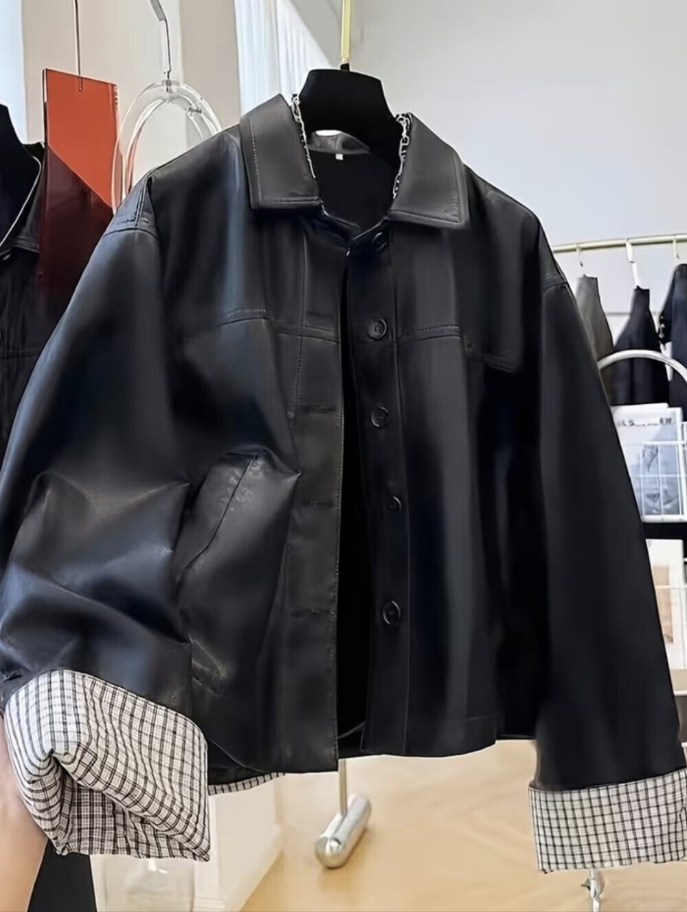 Color-Block Sleeve Statement Jacket. Biker Riding Windproof Coat - Picture 1 of 4